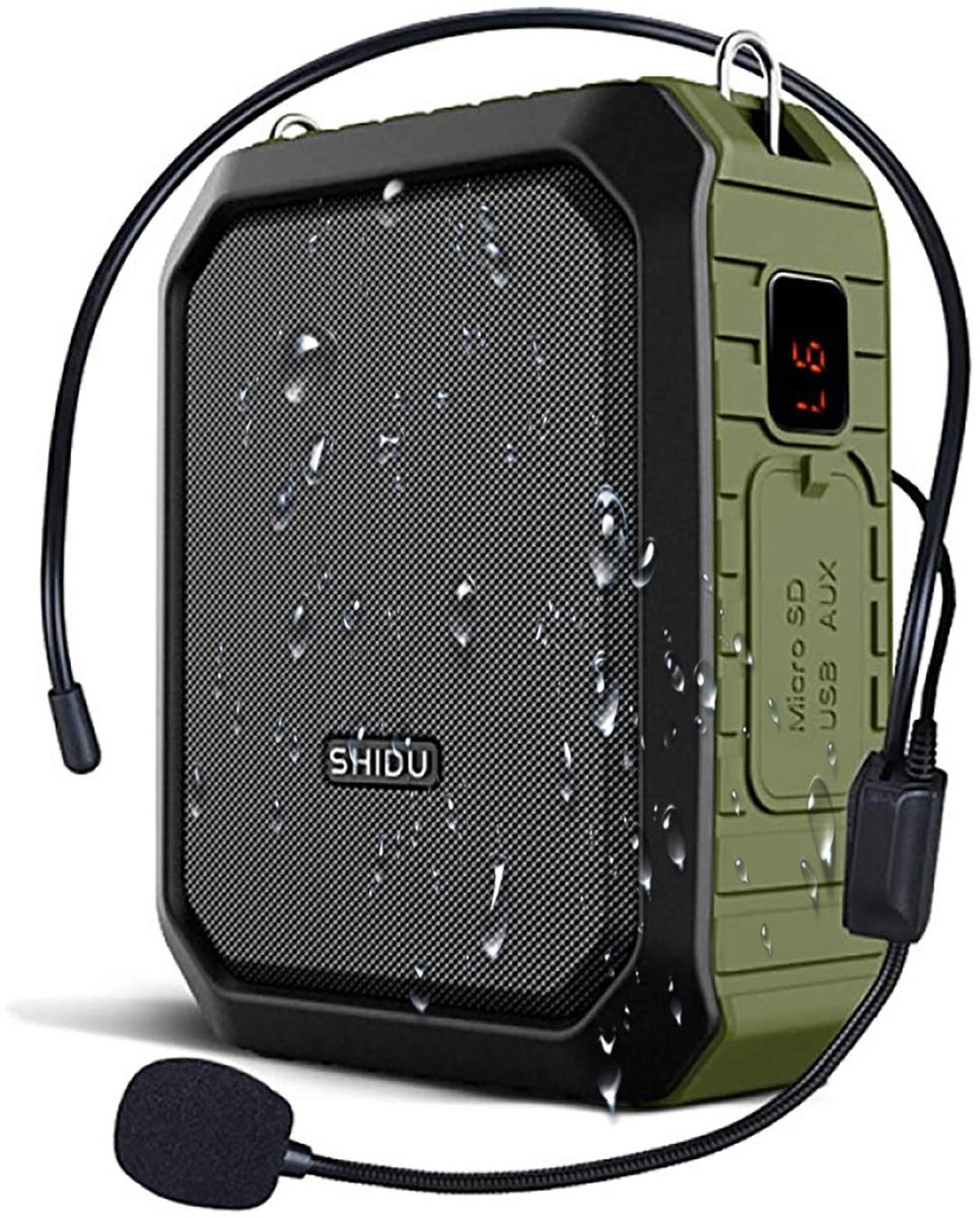 SnelShoppen - Bluetooth-Versterker 18W met Mikrofoon-Headset, Draagbare Wasserdichte Bluetooth Speaker, Herlaadbare PA-Systeem Powerbank voor Leraren