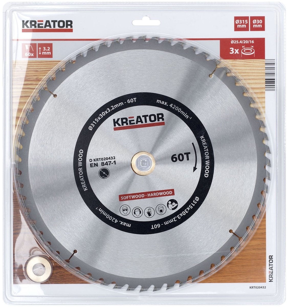 Kreator KRT020432 Zaagblad hout - 315mm60t