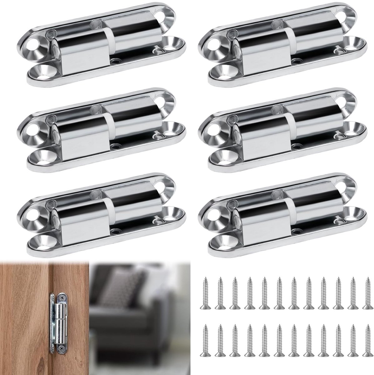 Dailygoods - 6 Stuks Deurscharnieren - Renovatiebanden voor Kamerdeuren en Meubels