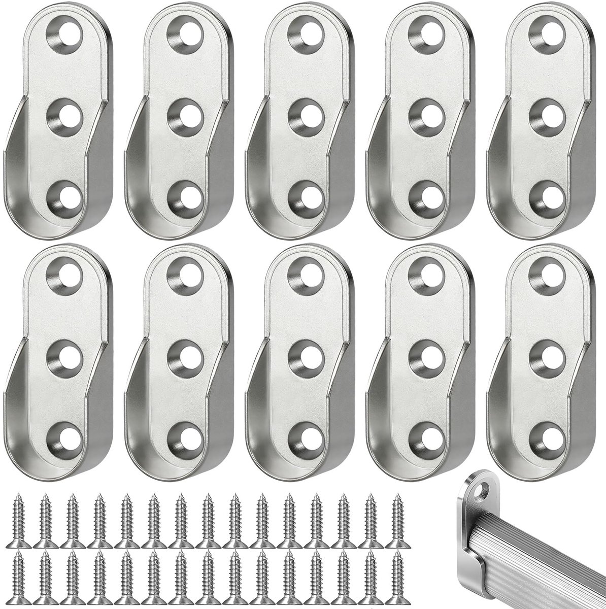 Dailygoods - 10 Stuks Kledingstanghouders van Metaal - Ovaal voor 15 mm Ovale Stang