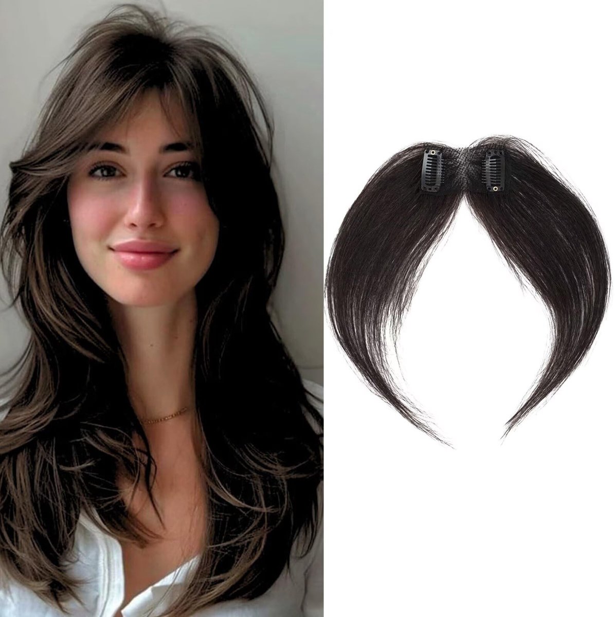 Dailygoods- Clip-in Pony 360° Volledige Afdekking - Haarverlengingen Dames - Echt Menselijk Haar - Wispy Pony - Franse Pony - Onzichtbare Clips - Haarstuk