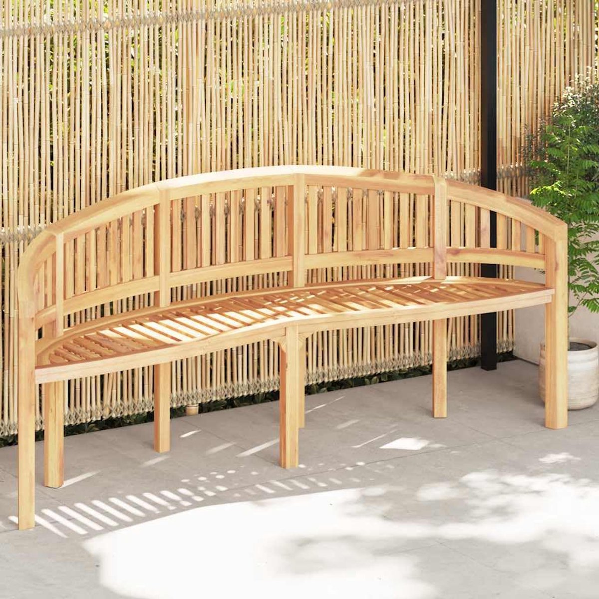 Dailygoods - Solid Teak Banana Bench - 200 cm voor Binnen en Buiten