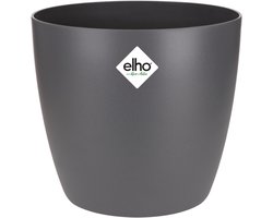 Elho Brussels Rond 14 - Bloempot voor Binnen - 100% Gerecycled Plastic - Ø 13.5 x H 12.6 cm - Antraciet