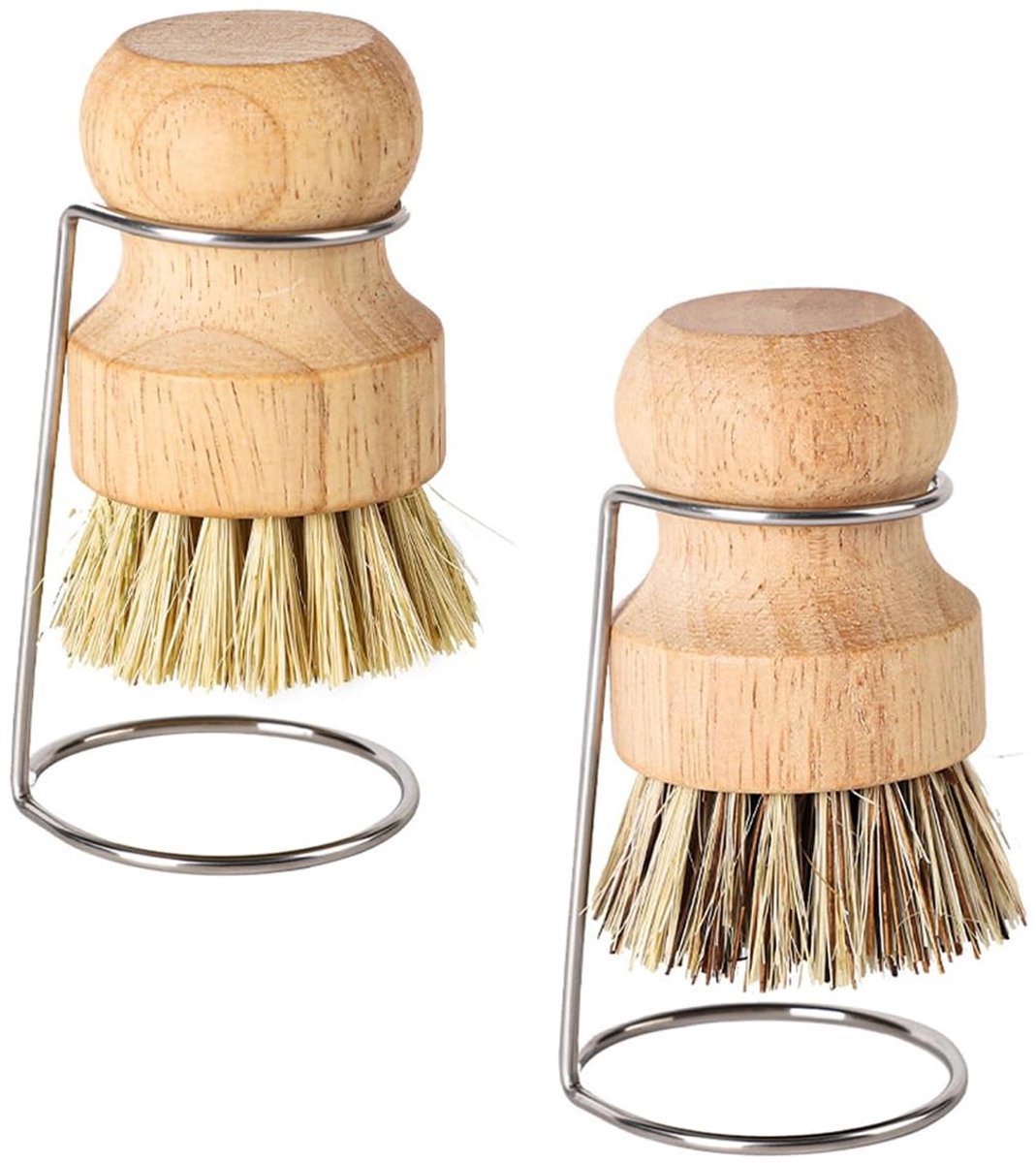 Dailygoods - Houten Afwasborstels met 2 Drainer Racks - Duurzame Keukenborstels voor Afwas