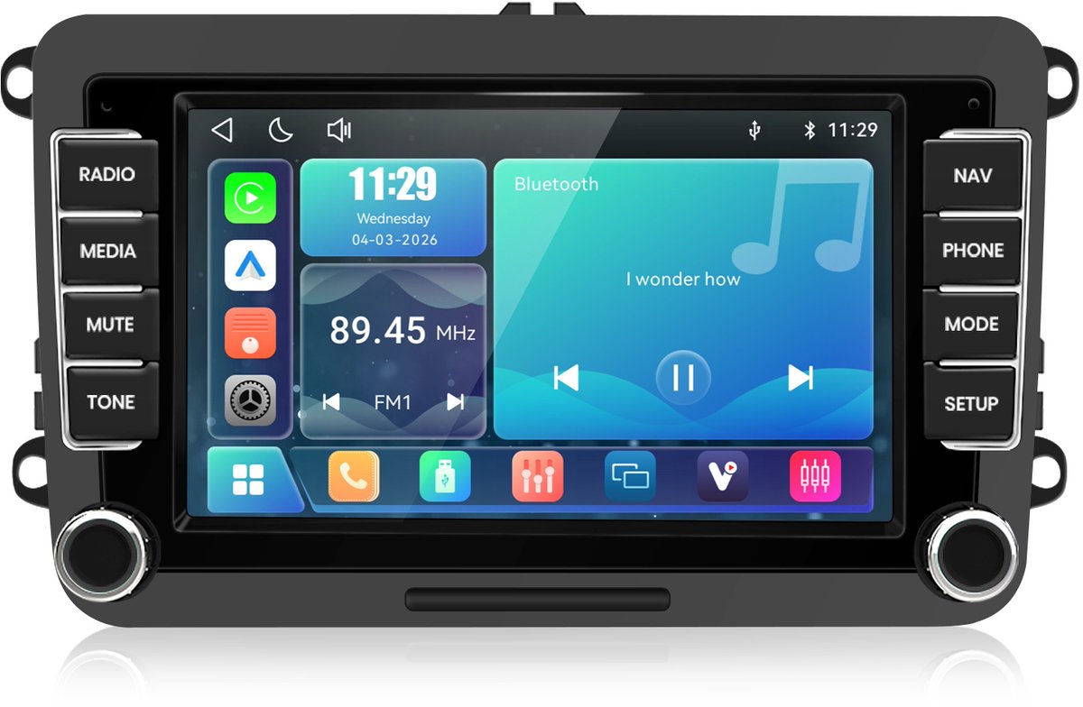 Cestovet CarPlay Autoradio - Geschikt voor VW Golf, Polo, Tiguan, Touran, Caddy, Jettamet Apple Carplay & Android auto (Draadloos) -Plug&Play- -7inch Touchscreen scherm-Bluetooth- Dual USB
