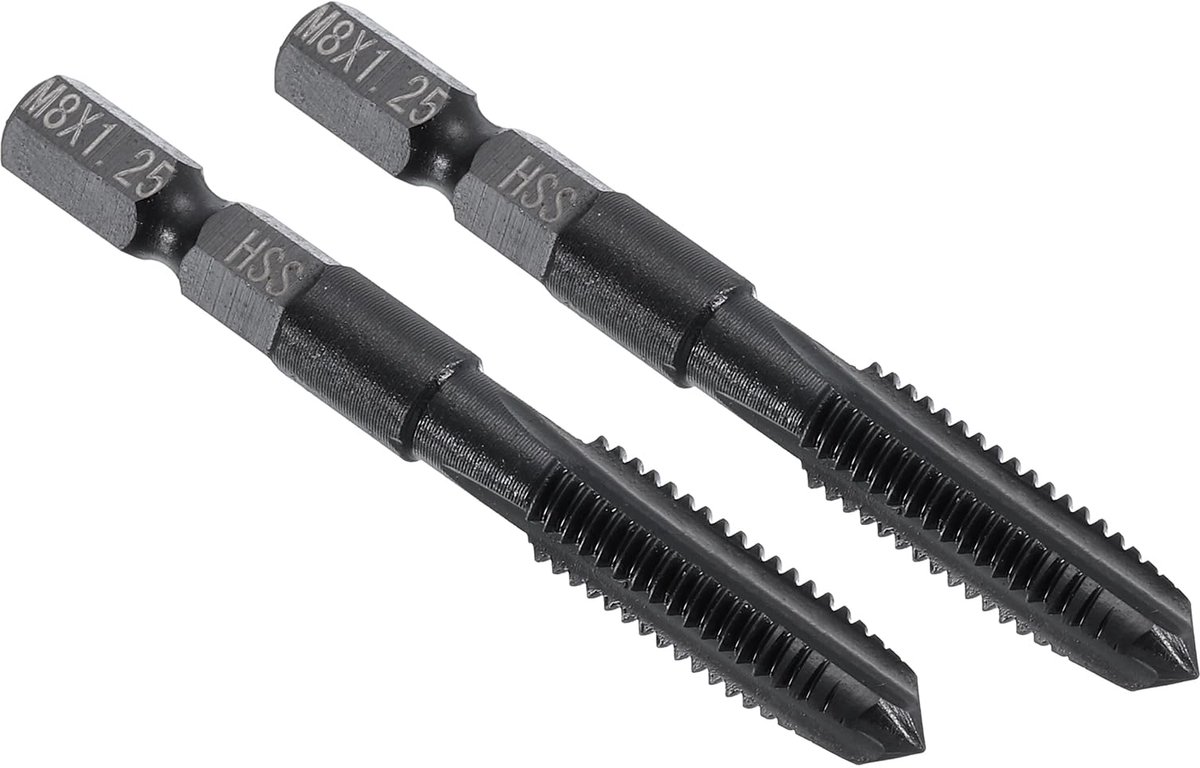 Dailygoods - Set van 2 M8 x 1.25 Draadfrezen met Hex Shank - 6542