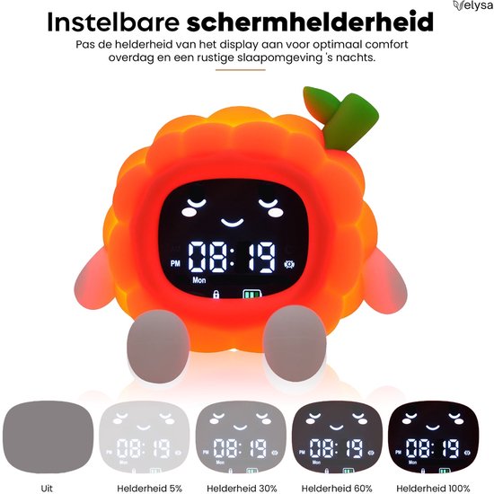 Slaaptrainer Kinderen - Gratis slaapmasker- Kinderwekker - Wekker en Nachtlampje Kinderen - White Noise - Timer - 9 verschillende kleuren - 6 slaapgeluiden - Lichtwekker - van Velysa — afbeelding 3
