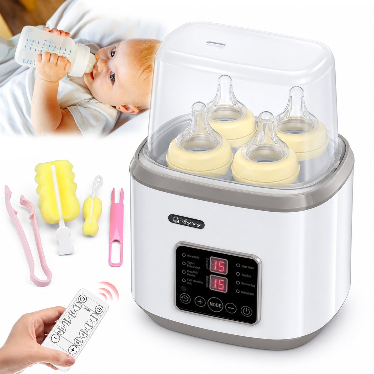 8‑in‑1 Flessenwarmer voor baby's – Snel opwarmen, warmhouden, ontdooien & steriliseren – BPA‑vrij