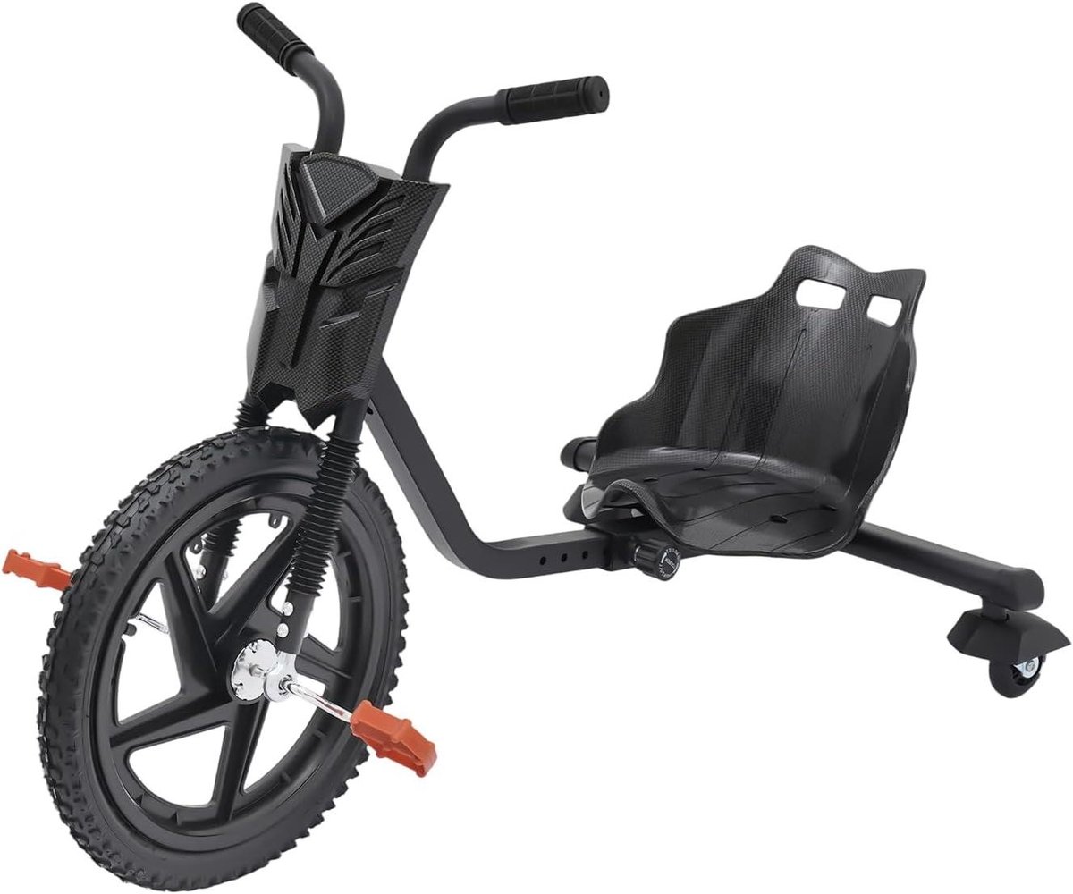 Drift Trike Kinderen Driewieler Scooter Buiten Spelen Verstelbare Lengte 80 kg Draagvermogen Zwart