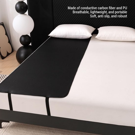Aardingsmat - Geaarde mat - Antistatisch slapen - Koolstofvezel PU-leer - 68x150 cm - Zwart — afbeelding 2