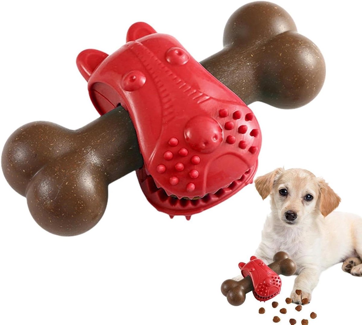 Hondensnackdispenser Speelgoed - Interactief Bot - Tegen Verveling - Voerverdeling - 14.5 cm - Rood