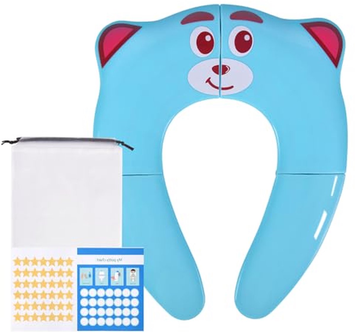 Opvouwbare toiletbril - Reis toiletbril kinderpotje - Zindelijkheidstraining thuis - Antislip en compact - 35.5 x 29 x 2.51 cm