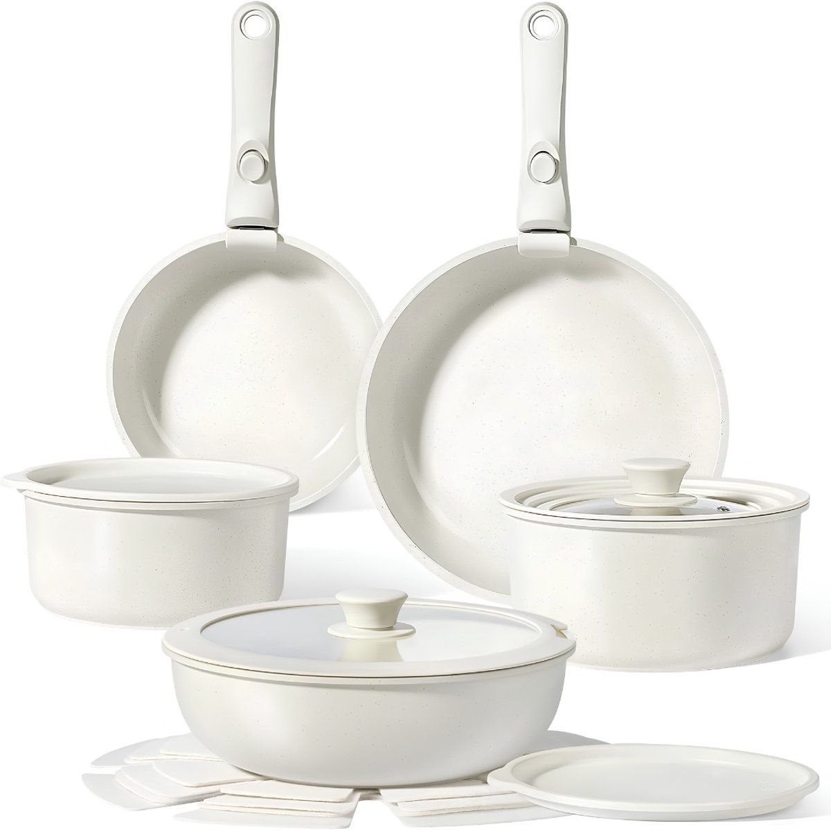 NIVA® Pannenset - Pannen - Koekenpannenset - Wit - 48cm x 34cm x 24cm