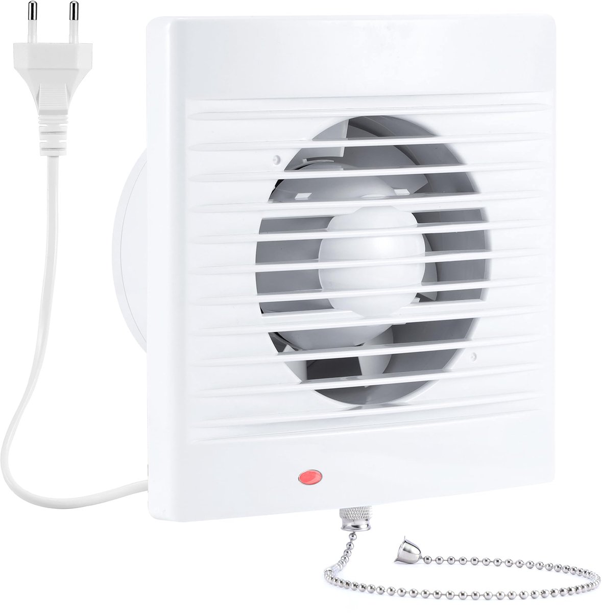SnelShoppen - Hose Vary 100 mm Afvoerventilator, Badkamerventilator met Trekkettingschakelaar, Wandventilator met Terugslagklep, EU-stekker voor Keuke