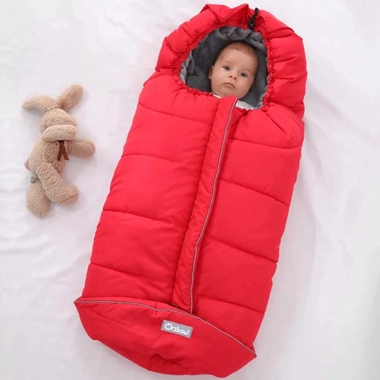 SnelShoppen - Universele Voetenzak Kinderwagen, Warme Wintervoetenzak voor Buggy en Wandelwagen, Waterdichte Dikke Thermofleece Voetenzak, Groot, Rood van Snelshoppen — afbeelding 4