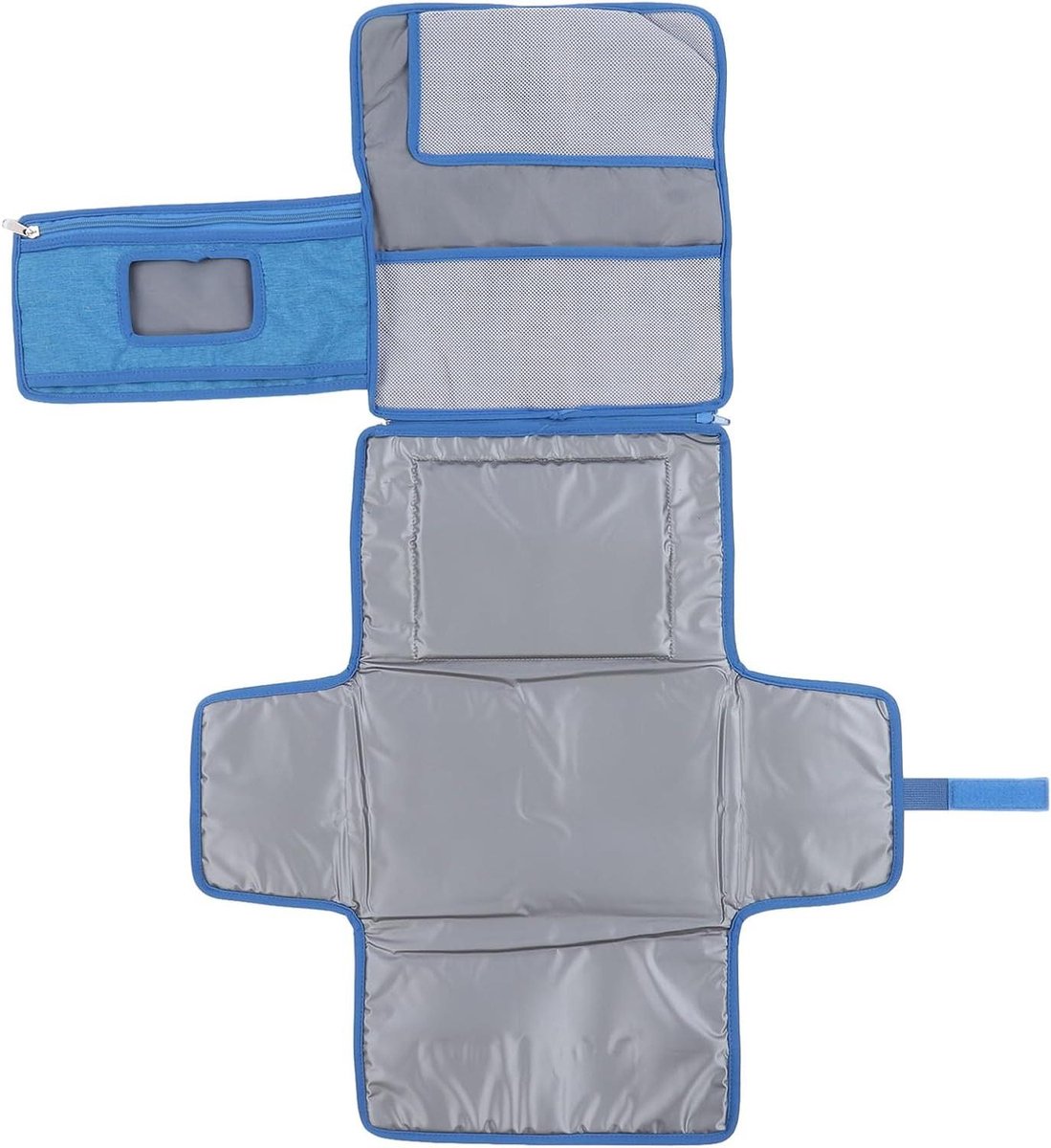 Draagbaar Verschoningsmatje - Luierkussen baby - Baby verschonen - Compact en waterdicht - 1 opbergzak - Blauw