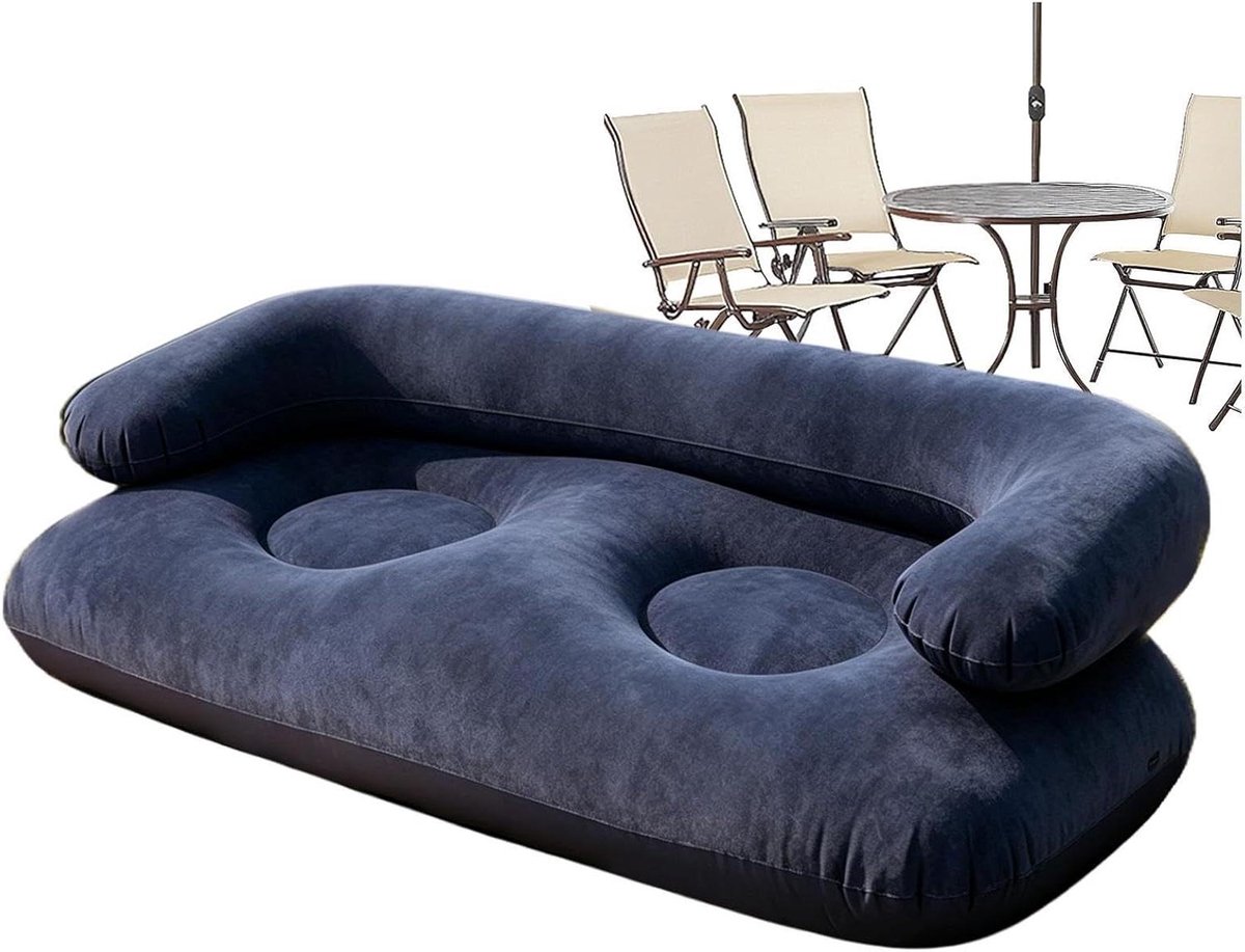 Opblaasbare Bank - Luchtbank Campingbank - Buiten Ontspannen - Gevlokt PVC Materiaal - 135x66x45 cm - Veelkleurig