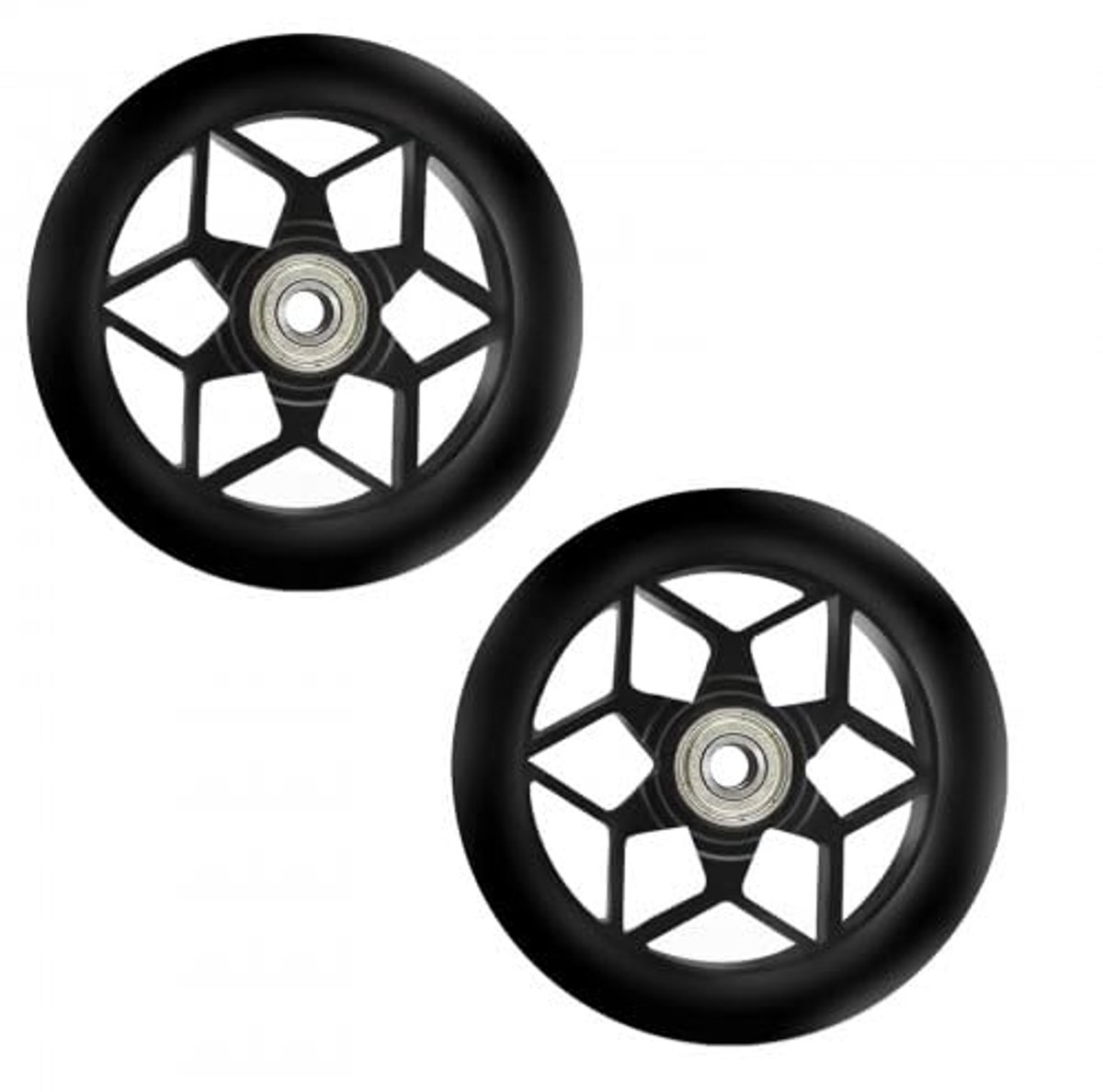 SnelShoppen - 2 stuks Vervangende Stepwielen 110 mm met ABEC 9 Lagers voor Kicksteps en Stuntsteps - Zwarte Steekwielen voor Kinderen en Volwassenen