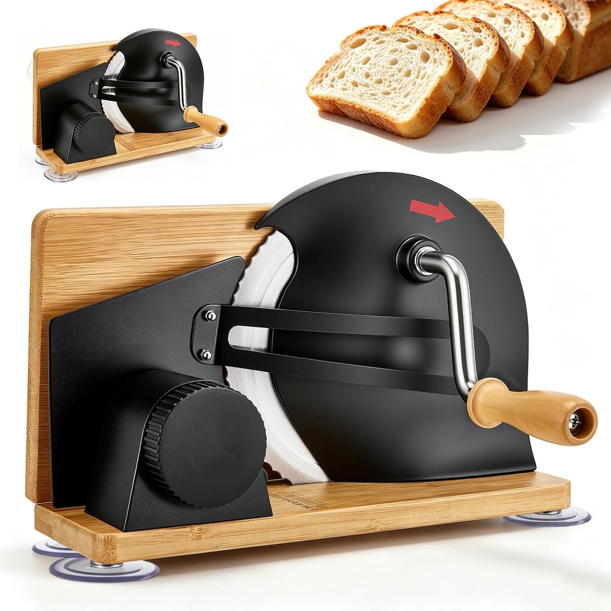 SnelShoppen - VeftBltrem Broodsnijmachine Handmatig, Inklapbaar, Roestvrij Staal 304, Instelbare Schijfdikte, Allessnijder voor Brood, Kaas en Groente