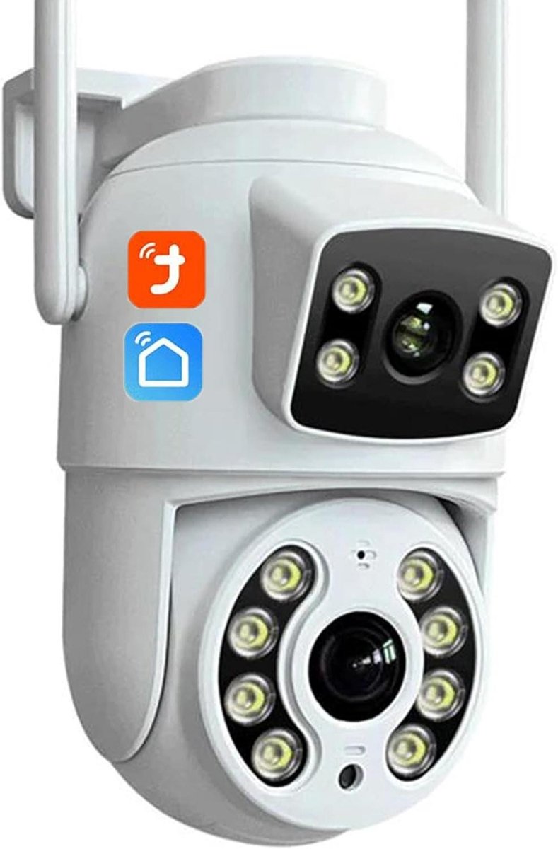 WIFI Beveiligingscamera - IP Camera Outdoor - Huis Beveiligen - Dubbele Lens Dual Screen - 6MP - Wit
