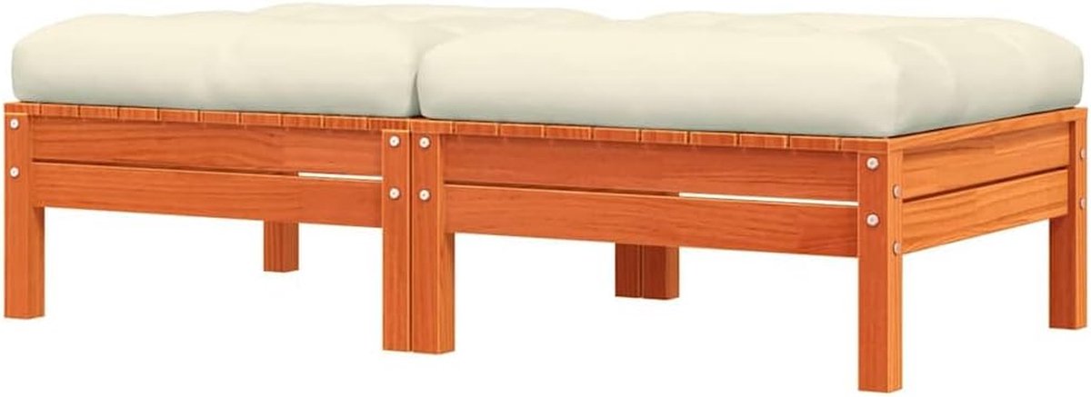Tuin Voetenbankjes - Ottoman Tuinmeubel - Buiten Ontspannen - Massief Hout - 63 x 63 x 28.5 cm - Bruin