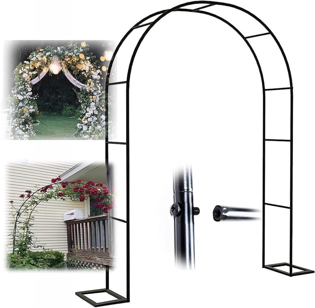 Rozenboog Metaal - Tuinboog Klimplant - Decoratie Tuin - Verstevigd Staal - 240 x 220 cm - Zwart