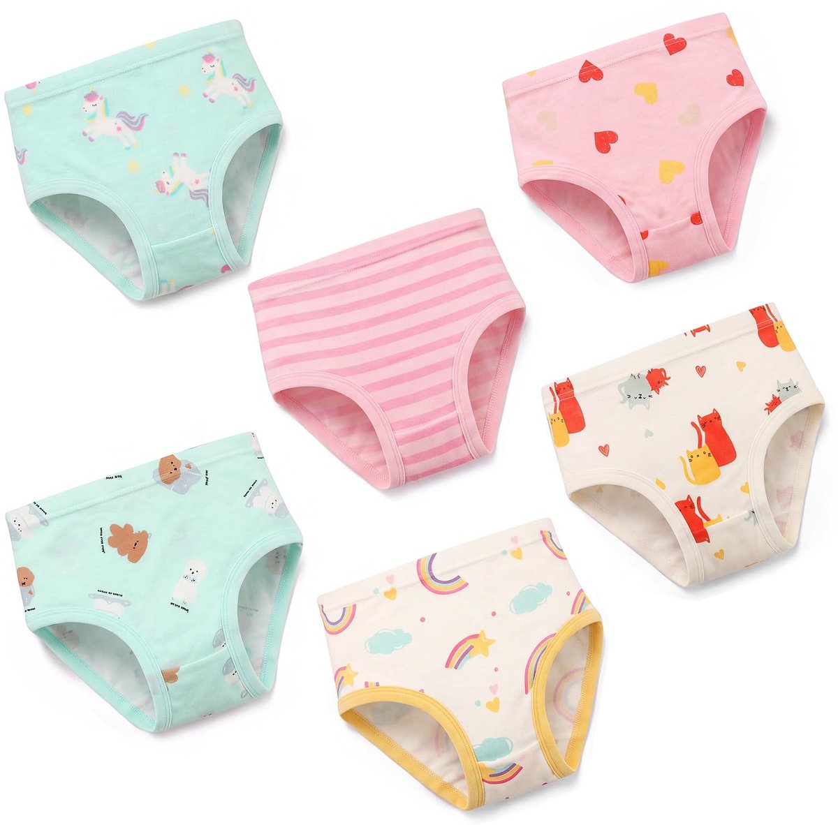 SolidKeus - Set van 6 Slipjes voor Meisjes van 3 tot 8 Jaar