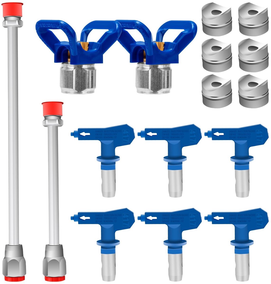 SolidKeus - Set van 6 Airless Verfspuitmondstukken met Uitbreidingsstangen