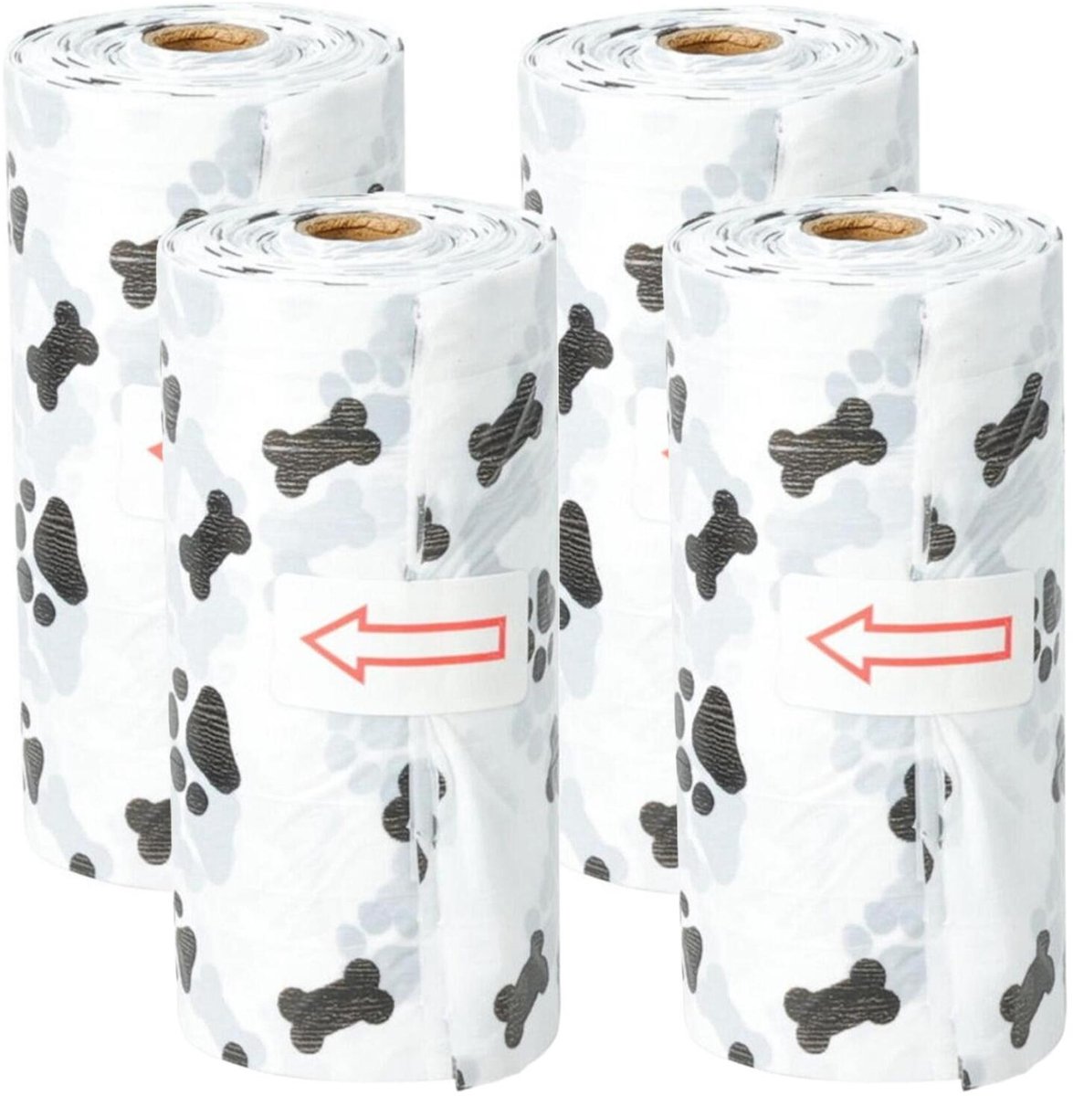 Dogs Collection Hondenpoep zakjes - 240x stuks - wit/zwart - hondenuitlaat drollen opruimen zakjes