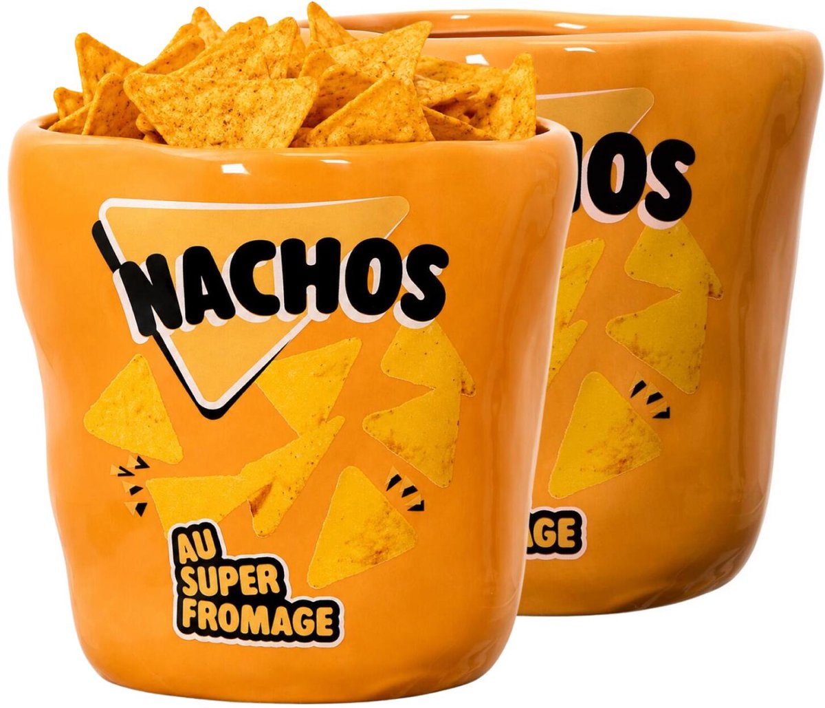 Cook Concept Nacho bak / emmer - 2x - geel - keramiek - 15 x 13 cm - bioscoopstijl
