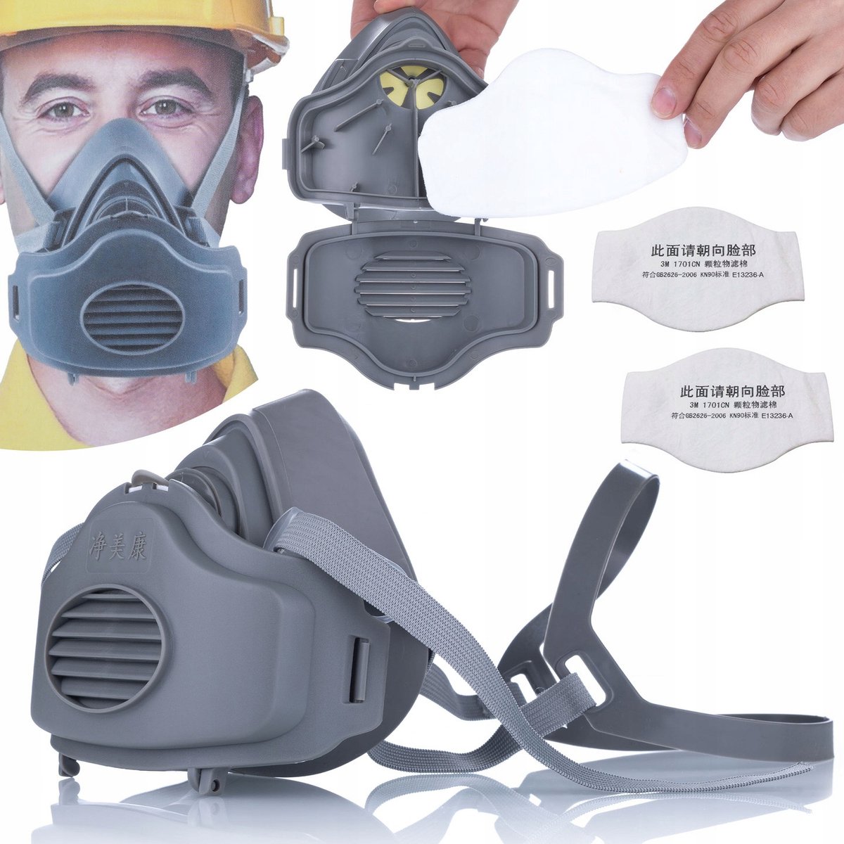Rosfix Beschermingsmasker Schildermasker Set KN95 - 2x Vervangingsfilter - Hoge Filtratie - Comfort