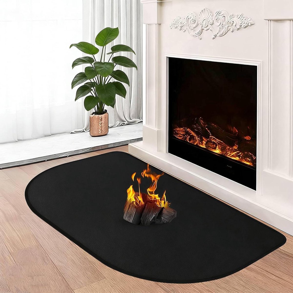 Brandwerende Mat - Vloerbeschermer - Haard Veiligheid - Hittebestendig 2000°C - 50 x 80 cm - Zwart