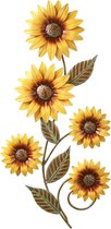 Wanddecoratie- metalen wanddecoratie-wanddecoratie woonkamer-metalen wanddecoratie Geel-metalen wanddecoratie Zonnebloem-wanddecoratie metaal-wanddecoratie tuin-Metalen silhouet- muurdecoratie-voor balkon, tuin, woonkamer-30x14.6cm