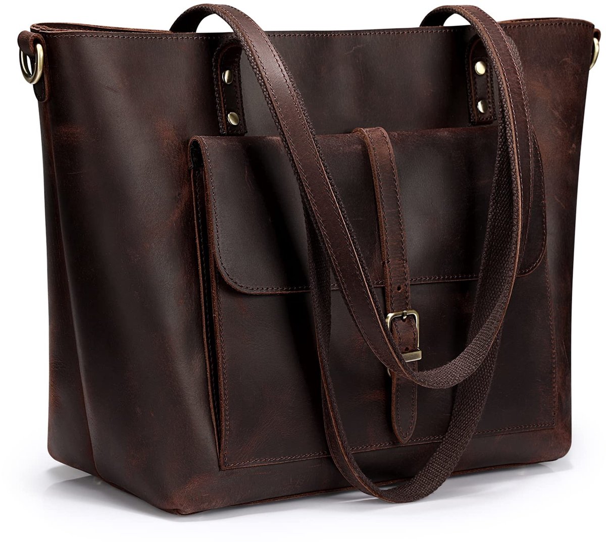 Omgoods - Vrouwen Vintage Lederen Tote Bag voor Werk