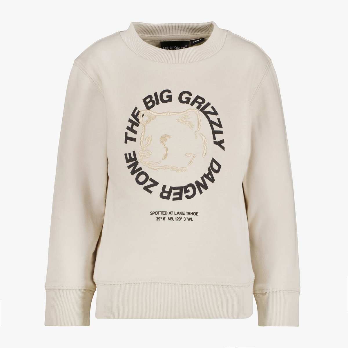 Unsigned jongens sweater met opdruk beige - Maat 92