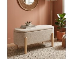 Opbergbank Liva – Beige Stof – Met Opbergruimte – 86,5 x 36,5 x 40 cm