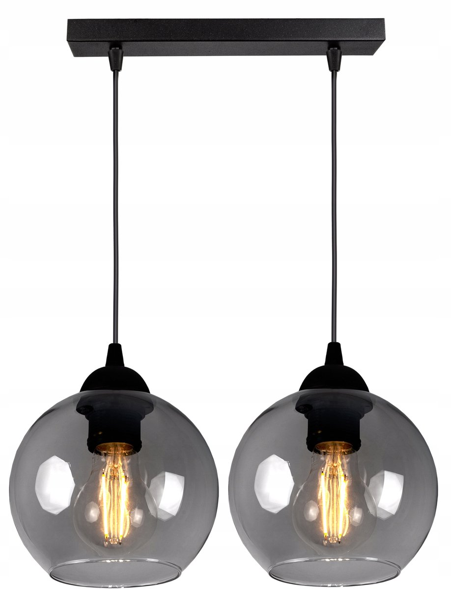 Glazen Hanglamp Loft Stijl - Zwart/Wit - 2x E27