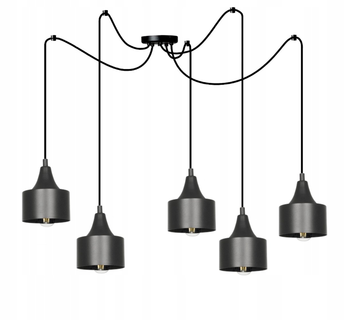 Moderne zwarte hanglamp, kroonluchter Tornado, 5xE27