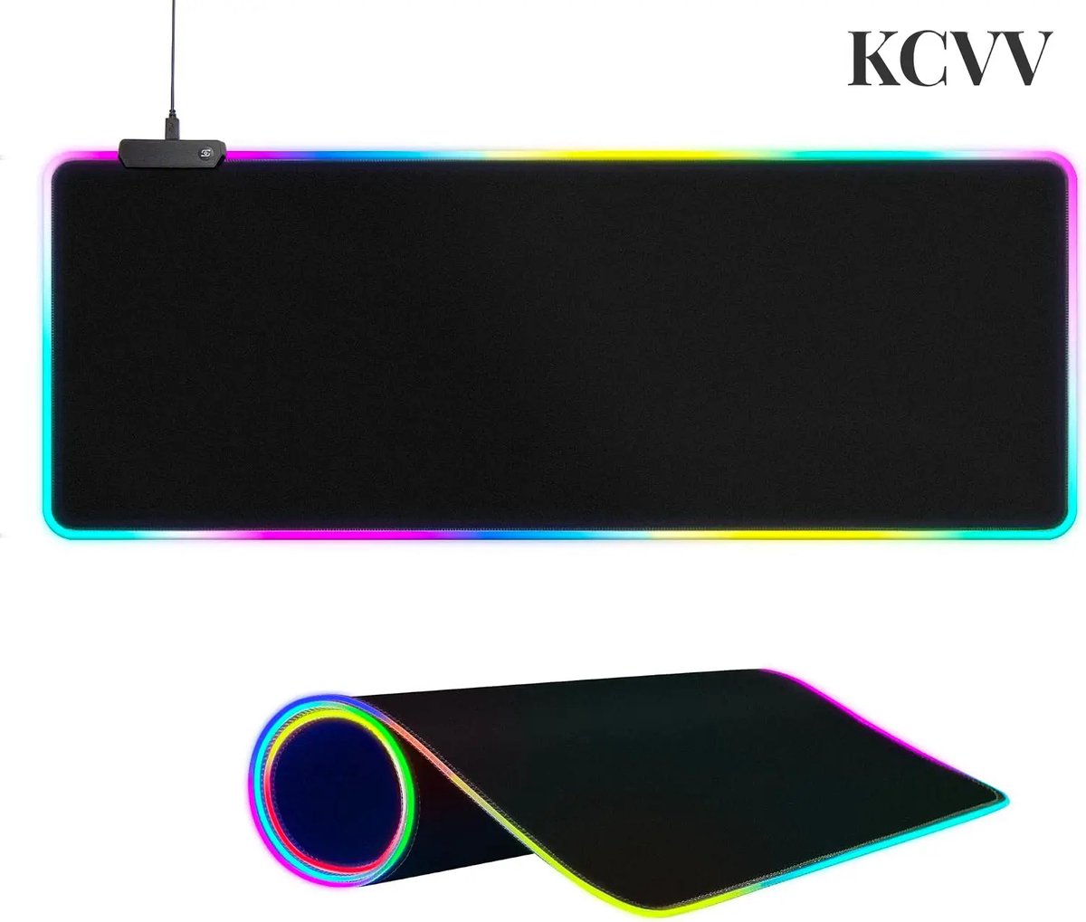 Gaming muismat rgb-muismat gaming led- 14 verlichtingsmodi - USB-voeding - Perfect voor gamen of werken - Zwart - 80 x 30 x 0,4 cm