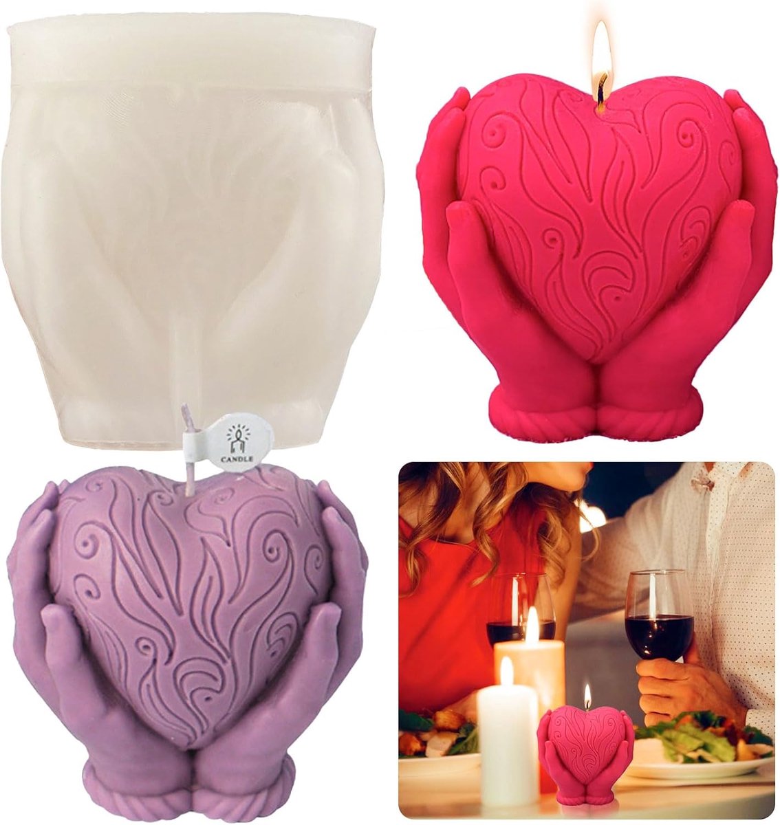 Hart Kaarsvorm 3D Gietvorm voor Kaarsen, Zeep, Fondant, Chocolade en Taartdecoratie - DIY Mal