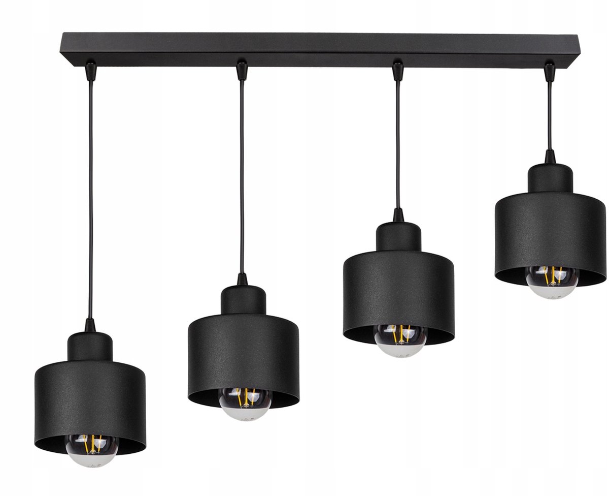 Loft Plafondlamp Edison Zwart Metaal 4xE27