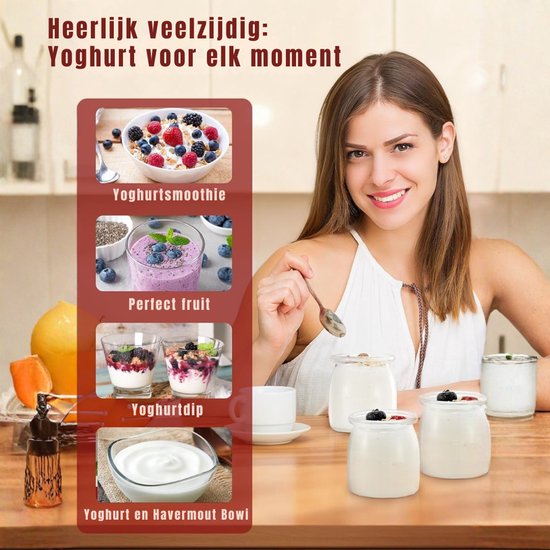 Ploutos® Yoghurtmaker - Automatische Yoghurtmachine - 2-in-1 Yoghurtmaker & IjsmachineN - Zilver/Zwart - ‎37cm x 27cm x 14cm van Ploutos — afbeelding 5