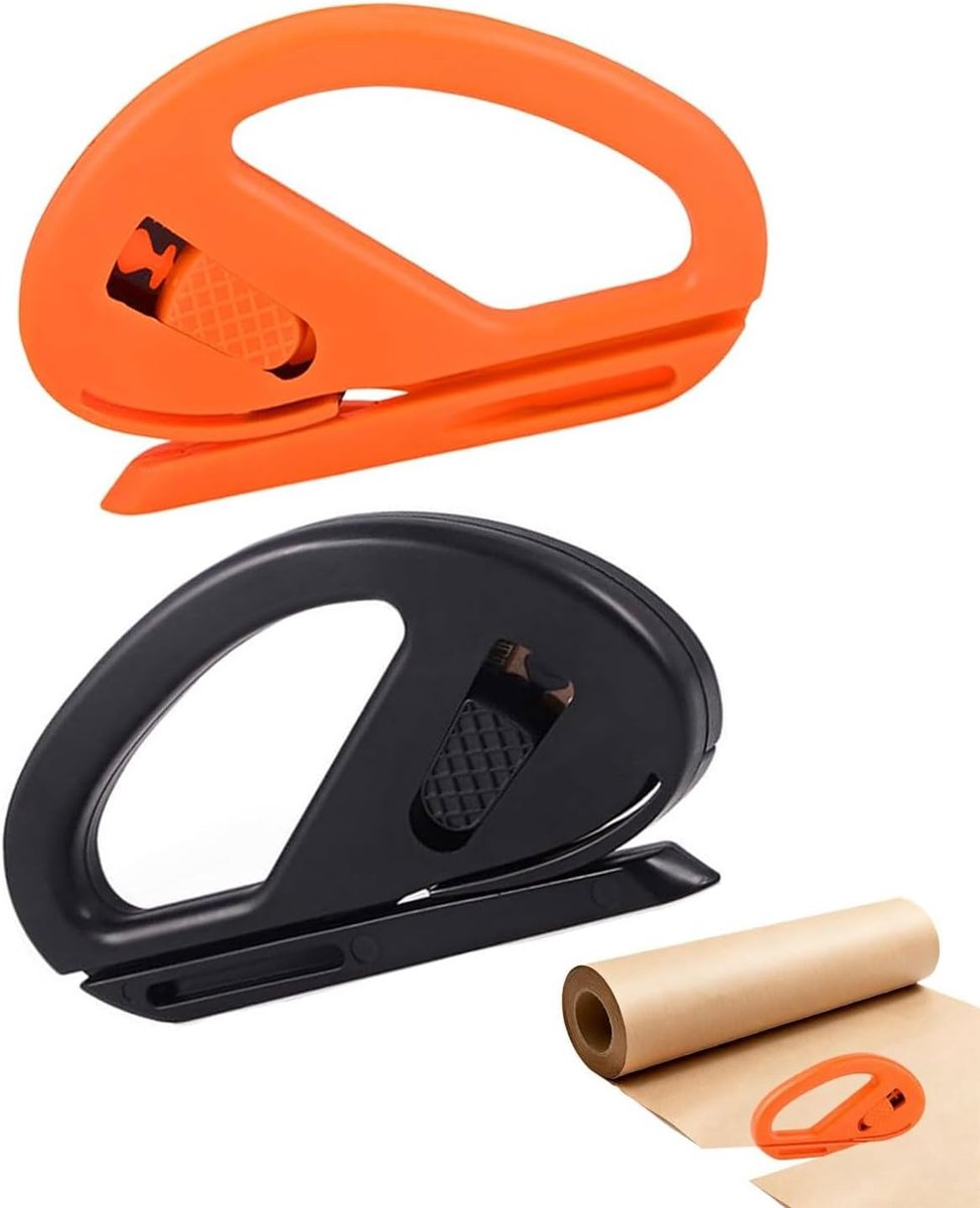 2 stuks cadeaupapiersnijders met 10 messen - papiersnijder - papiersnijder - papiersnijder voor cadeaupapier - feest - Kerstmis - verjaardag - zwart - oranje