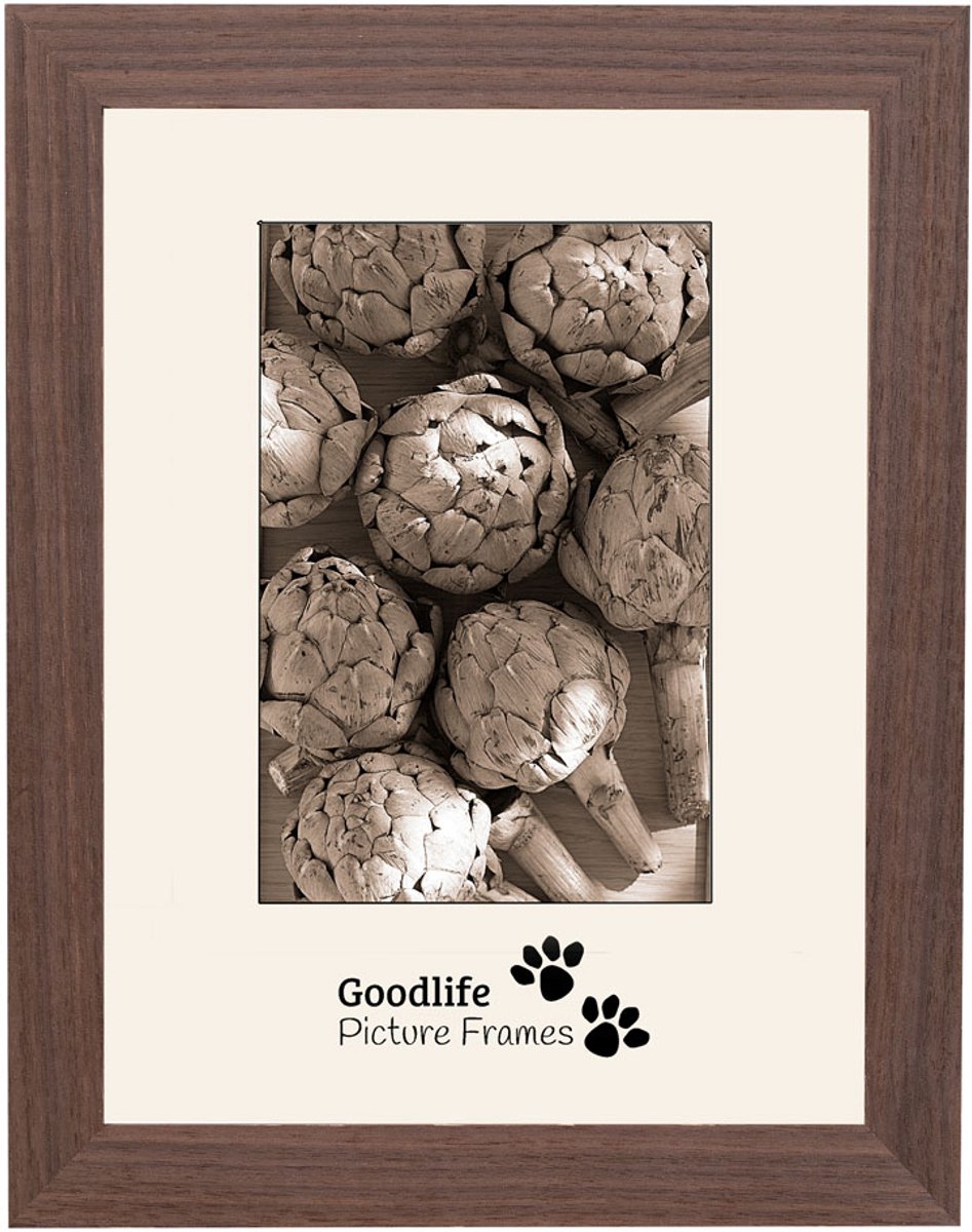 Houten Fotolijst Heritage-2 Walnoot 60x60 - Helderglas - 32 mm breed profiel - Goodlife Picture Frames