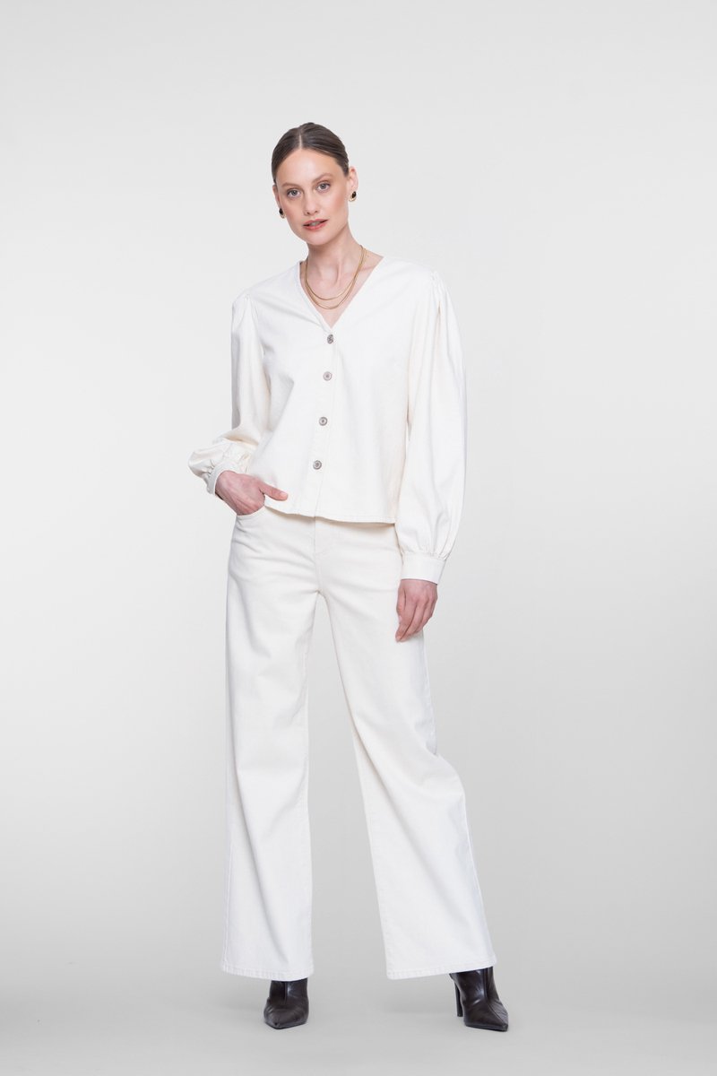 GEISHA - Dames broek - Maat XL - Vrouwen - wit - katoen
