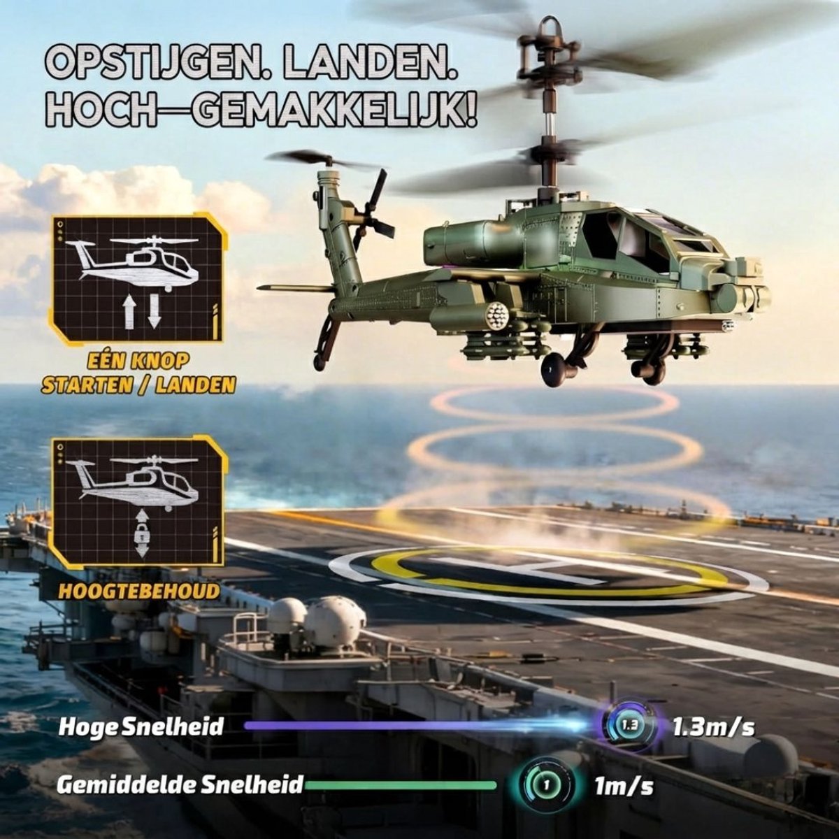 NIVA® Rc Helicopter - Bestuurbare Helikopter - Rc Helicopter voor Buiten - Groen - 29cm x 10cm x 12cm — cadeau in Spellen & Speelgoed - foto 3