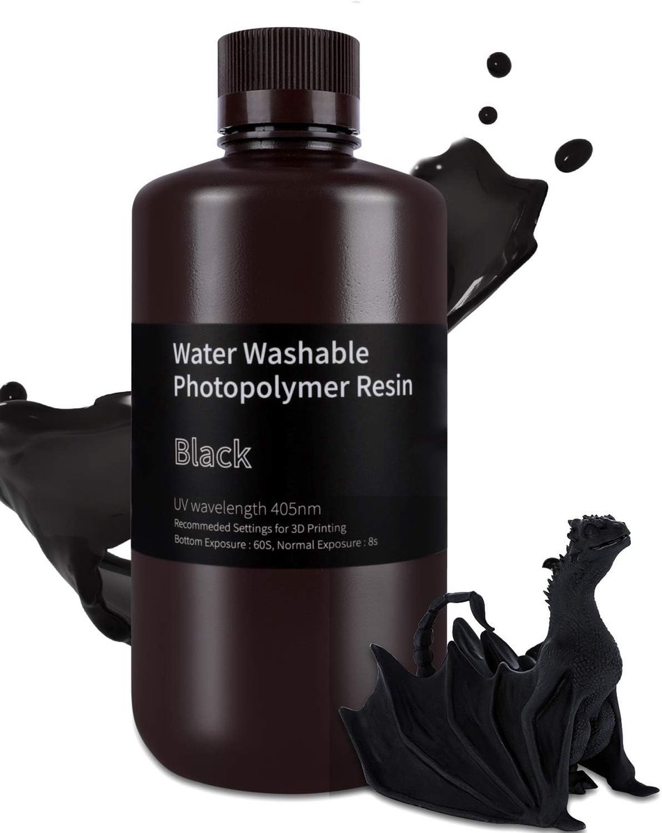 Water Washable 3D Printer Resin 1000G Zwart, 405nm UV Hars voor Snelle Uitharding en LCD/DLP 3D Printers