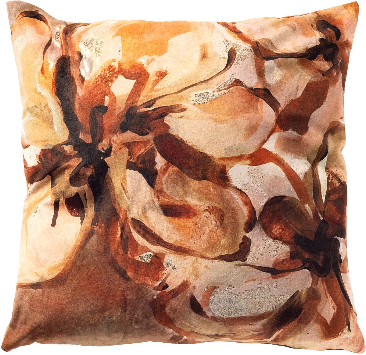 Dutch Decor MAUDY - kussenhoes 45x45 cm - bloemmotief - Toast - bruin, beige - met rits - zonder binnenkussen