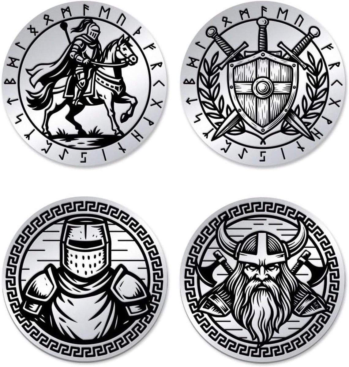 2 stuks 2 stijlen Viking Challenge roestvrij staal Odin Scandinavische mythologie munt Viking sieraden cadeauset voor verzamelaars Scandinavische decoratie en accessoires Talisman krijger