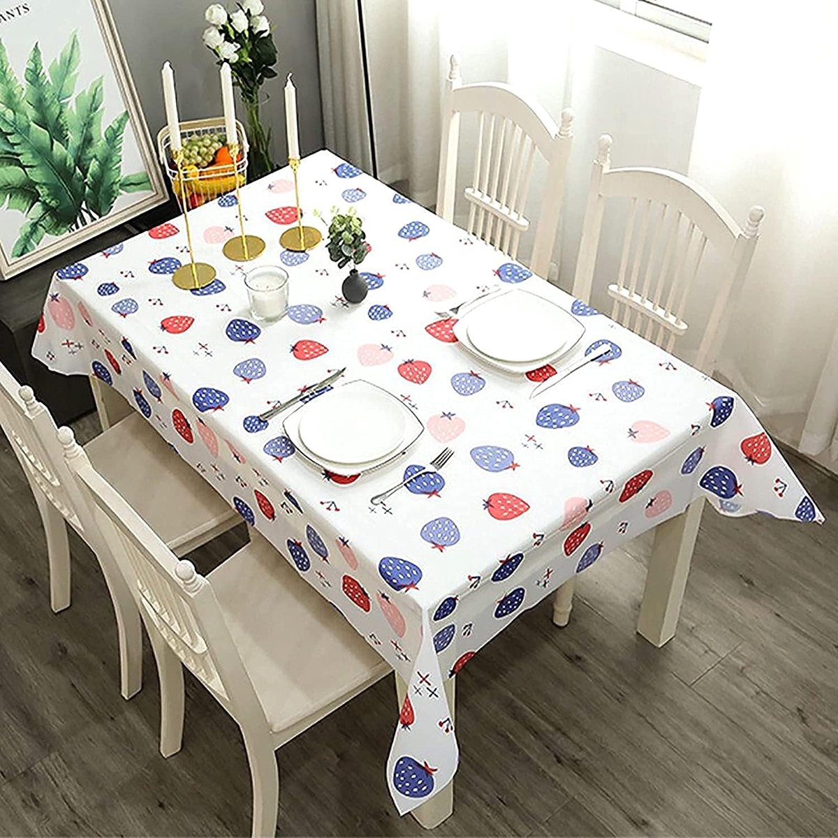 Rechthoekig oliedoek plastic waterdicht en stofdicht tafelkleed binnen en buiten bruiloft tafeldecoraties,137CM*137CM